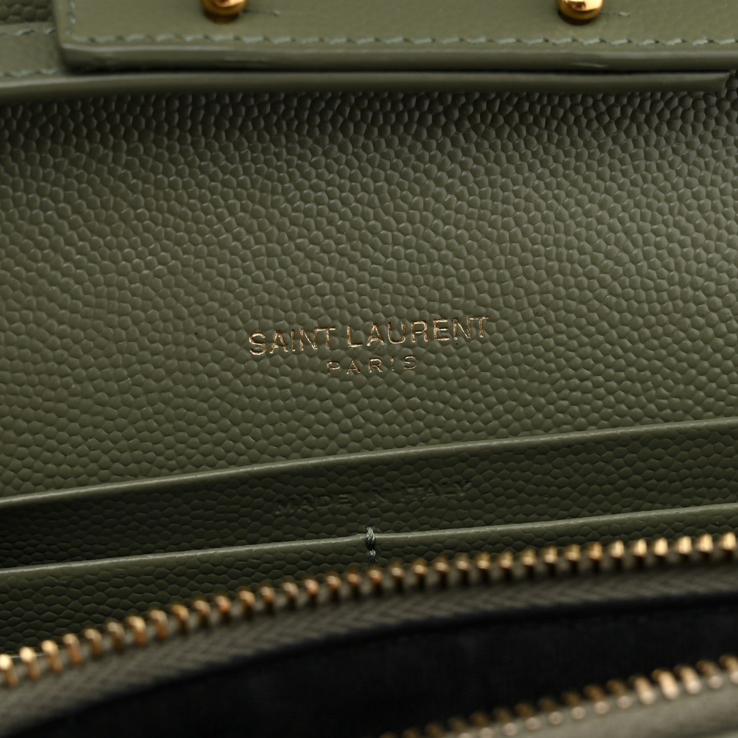 Grain De Poudre Matelasse Chevron Monogram Chain Wallet Light Sage