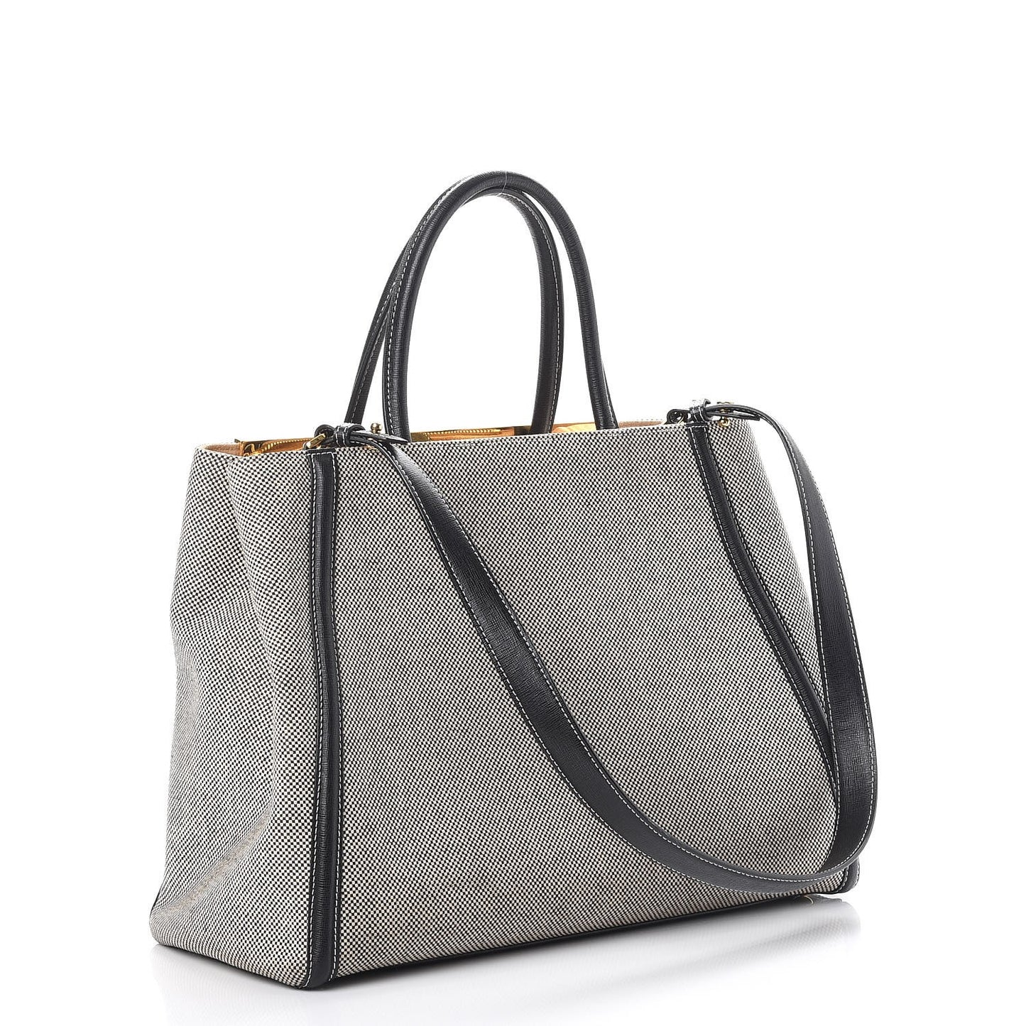 Canvas Vitello Regular 2Jours Tote Bianco Black