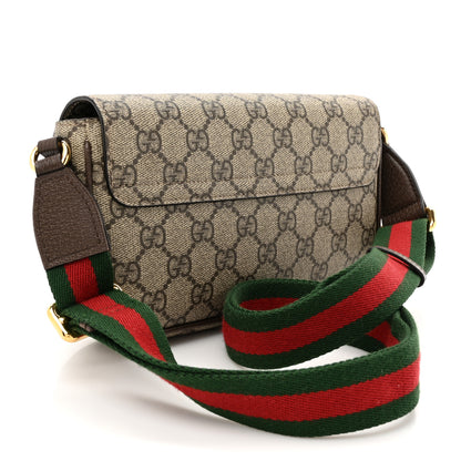 Gucci GG Supreme Monogram Textured Dollar Calfskin Web Mini Ophidia Envelope Shoulder Bag Beige Ebony New Acero 2 of 14