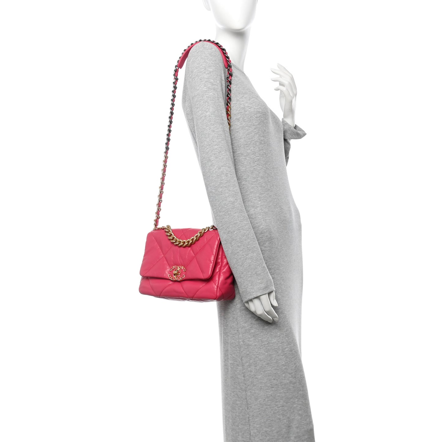 Goatskin Quilted Medium Chanel 19 Flap Pink