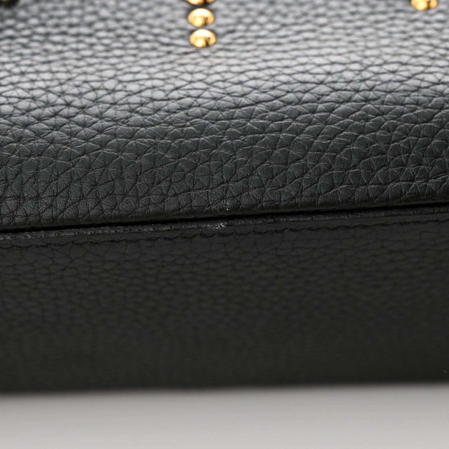 LOUIS VUITTON Taurillon Studded Sol Capucines PM Black