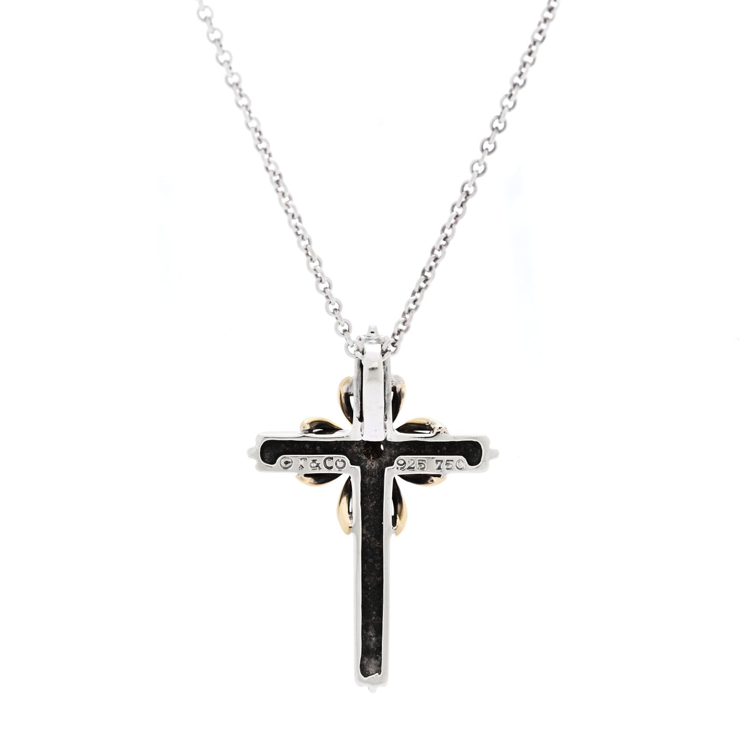 Sterling Silver 18K Yellow Gold Cross Pendant Necklace