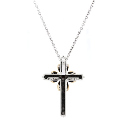 Tiffany Sterling Silver 18K Yellow Gold Cross Pendant Necklace 6 of 6