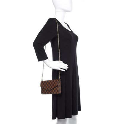 Louis Vuitton Damier Ebene Pochette Felicie Chain Wallet 2 of 5