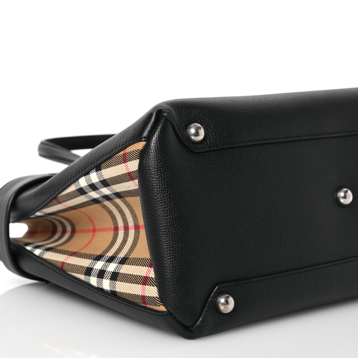 Burberry Derby Calfskin Vintage Check Medium Banner Tote Black 11 of 15