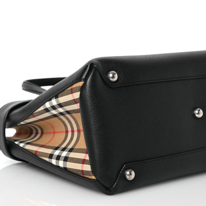 Burberry Derby Calfskin Vintage Check Medium Banner Tote Black 11 of 15