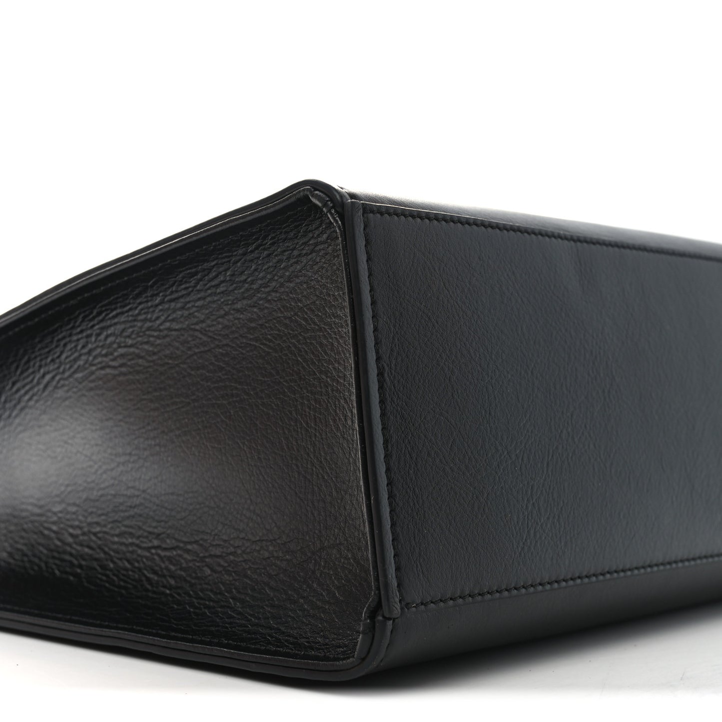 Tumbled Calfskin Logo Embossed Medium G-Tote Black