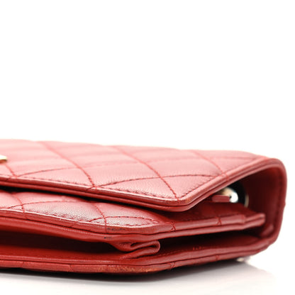 Chanel Lambskin Quilted Trendy CC Wallet On Chain WOC Red 8 of 9