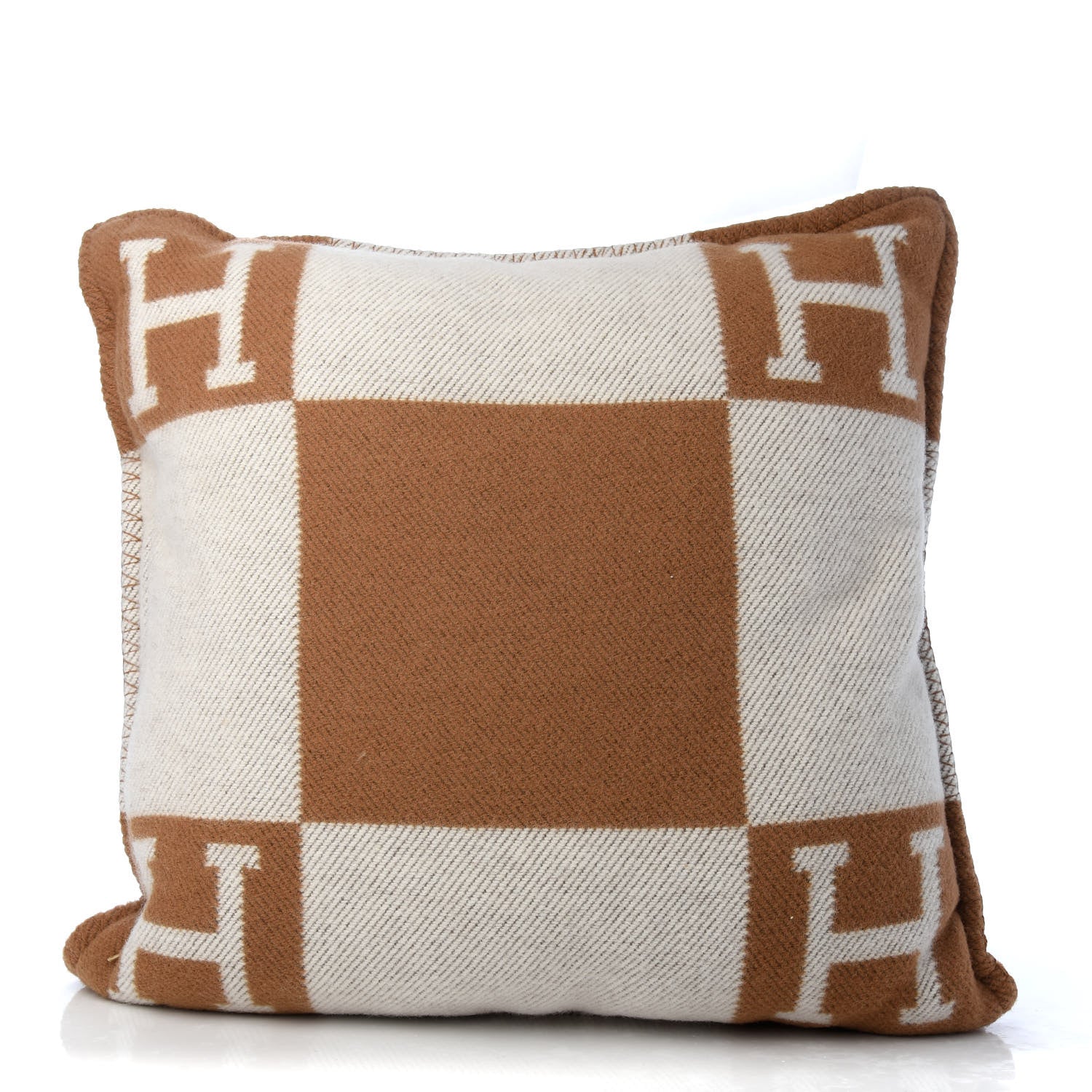 Hermes Wool Cashmere Avalon Pillow PM Ecru Camel 2 of 3