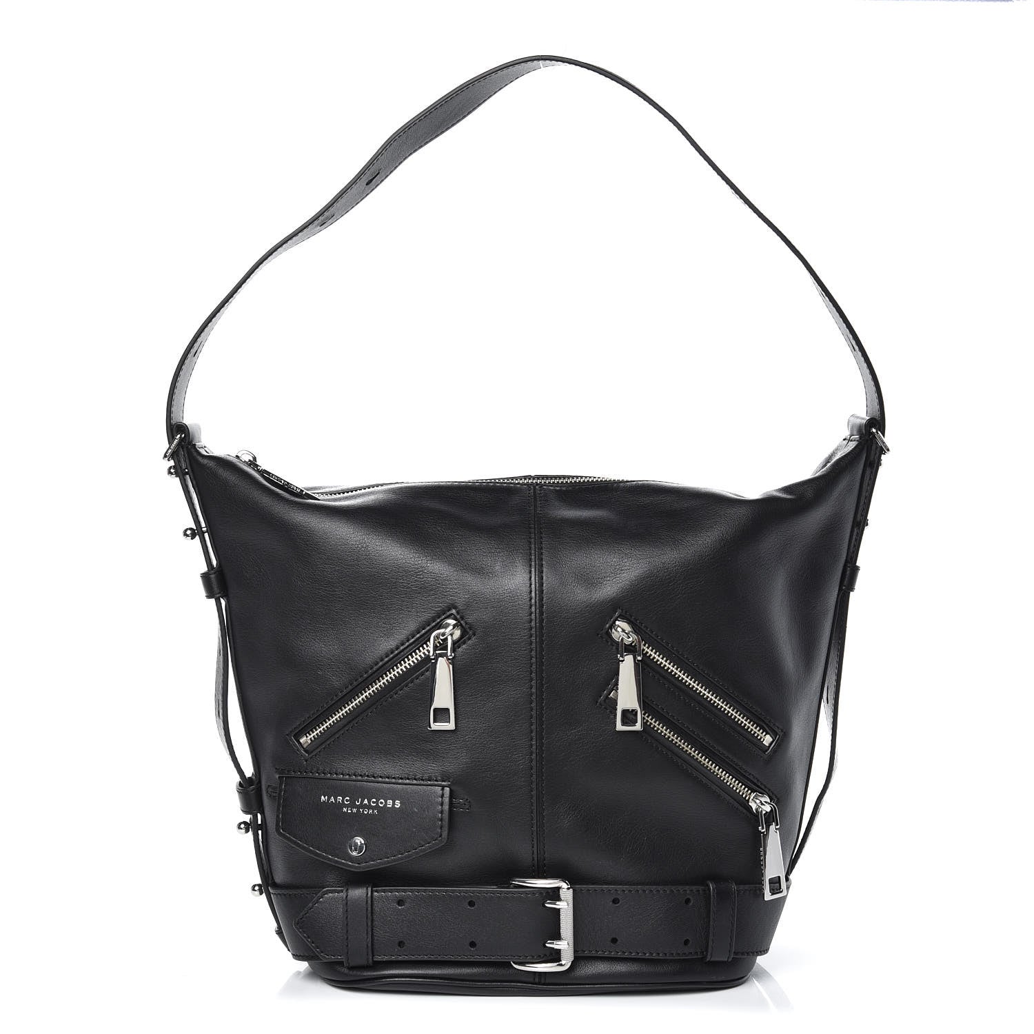 Marc Jacobs Calfskin Sling Moto Shoulder Bag Black 1 of 9