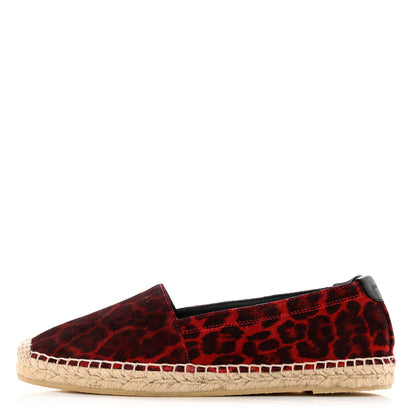 Saint Laurent Canvas Leopard Print Espadrilles 37 Red Black 1 of 9