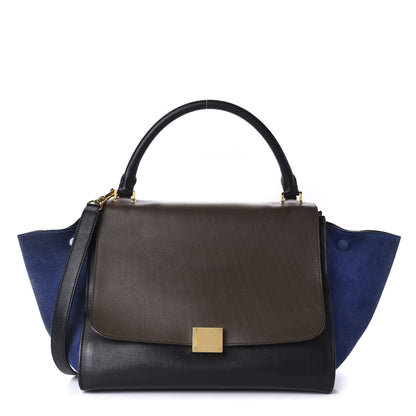 Celine Bullhide Calfskin Nubuck Medium Tri-color Trapeze Coffee 1 of 13