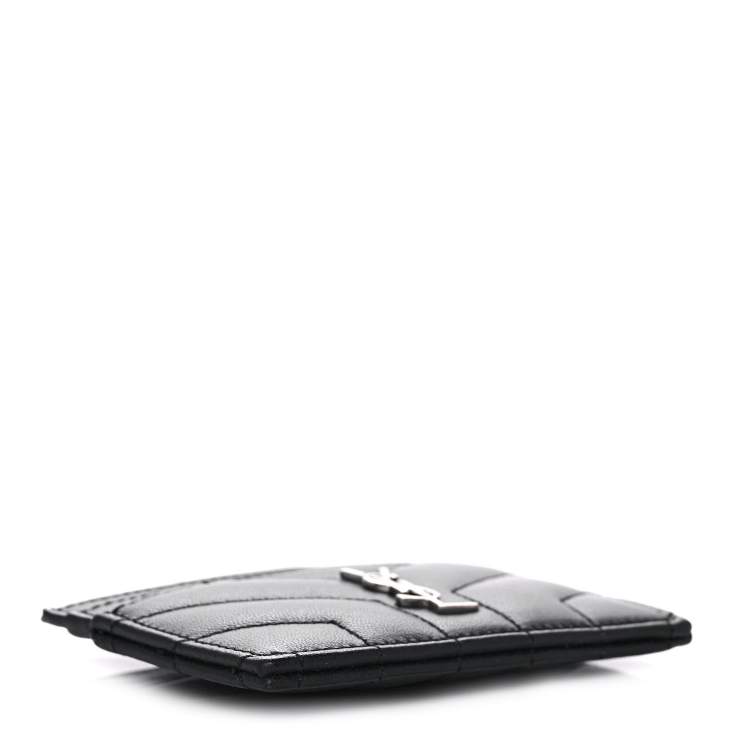 Calfskin Y Quilted Monogram LouLou Credit Card Case Black
