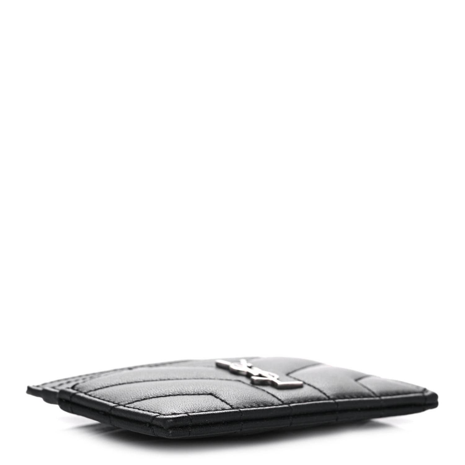 Saint Laurent Calfskin Y Quilted Monogram LouLou Credit Card Case Black 4 of 10