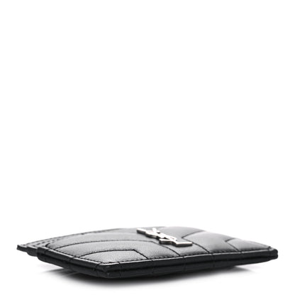 Saint Laurent Calfskin Y Quilted Monogram LouLou Credit Card Case Black 4 of 10