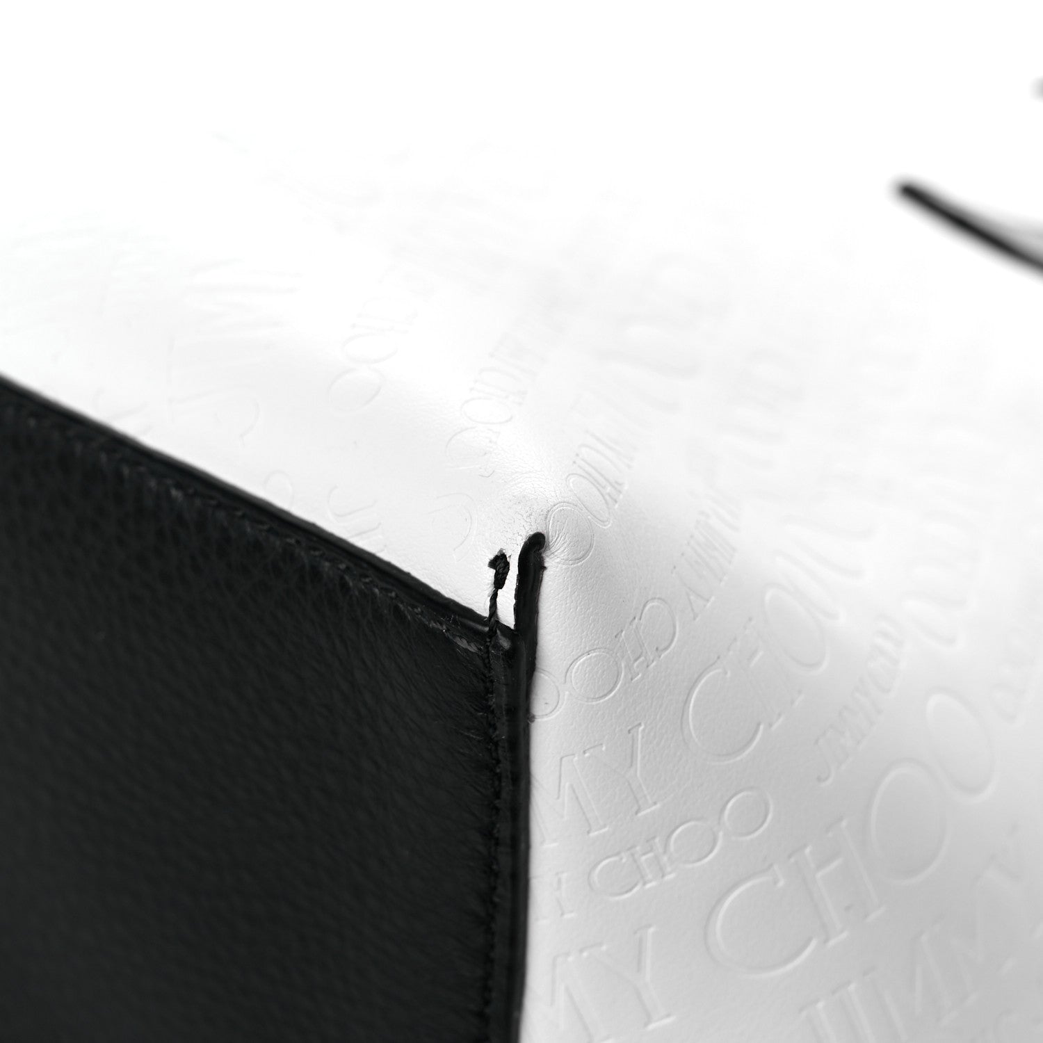 Jimmy Choo Calfskin Logo Embossed Twist East West Tote White Black 8 of 10