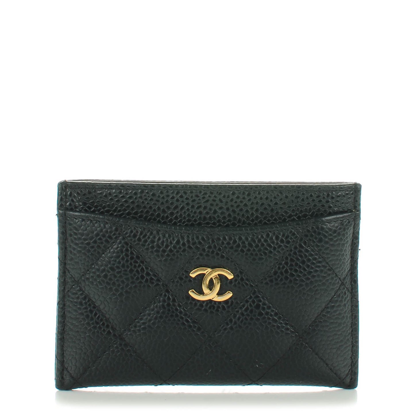Caviar Quilted Card Holder Black