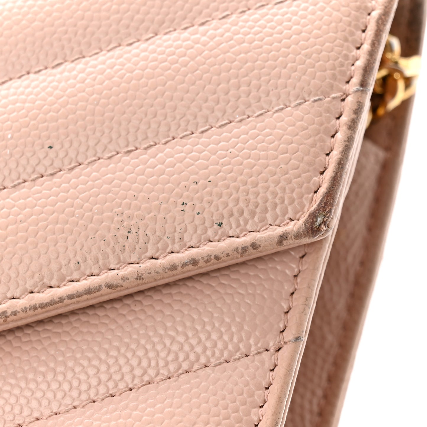 Grain De Poudre Matelasse Chevron Monogram Chain Wallet Pale Pink