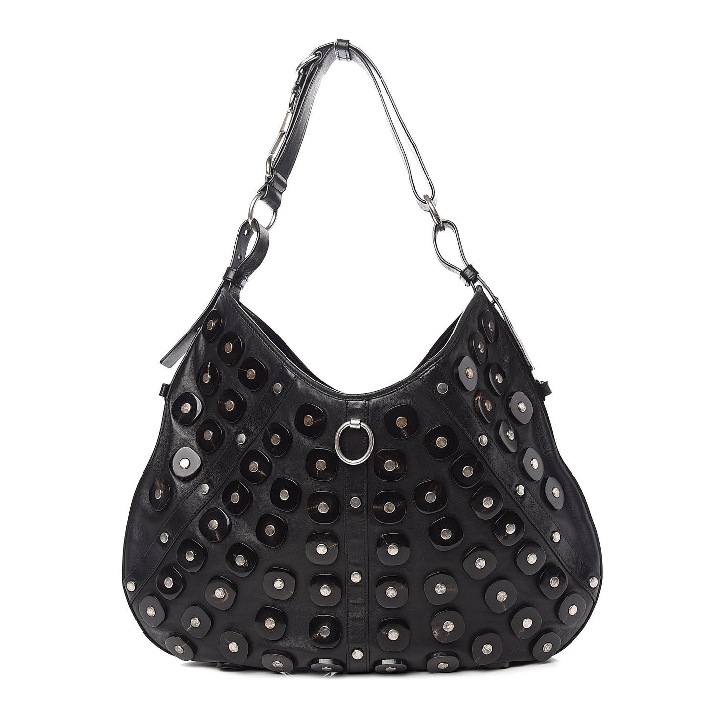 Calfskin Large Jewel Hobo Black