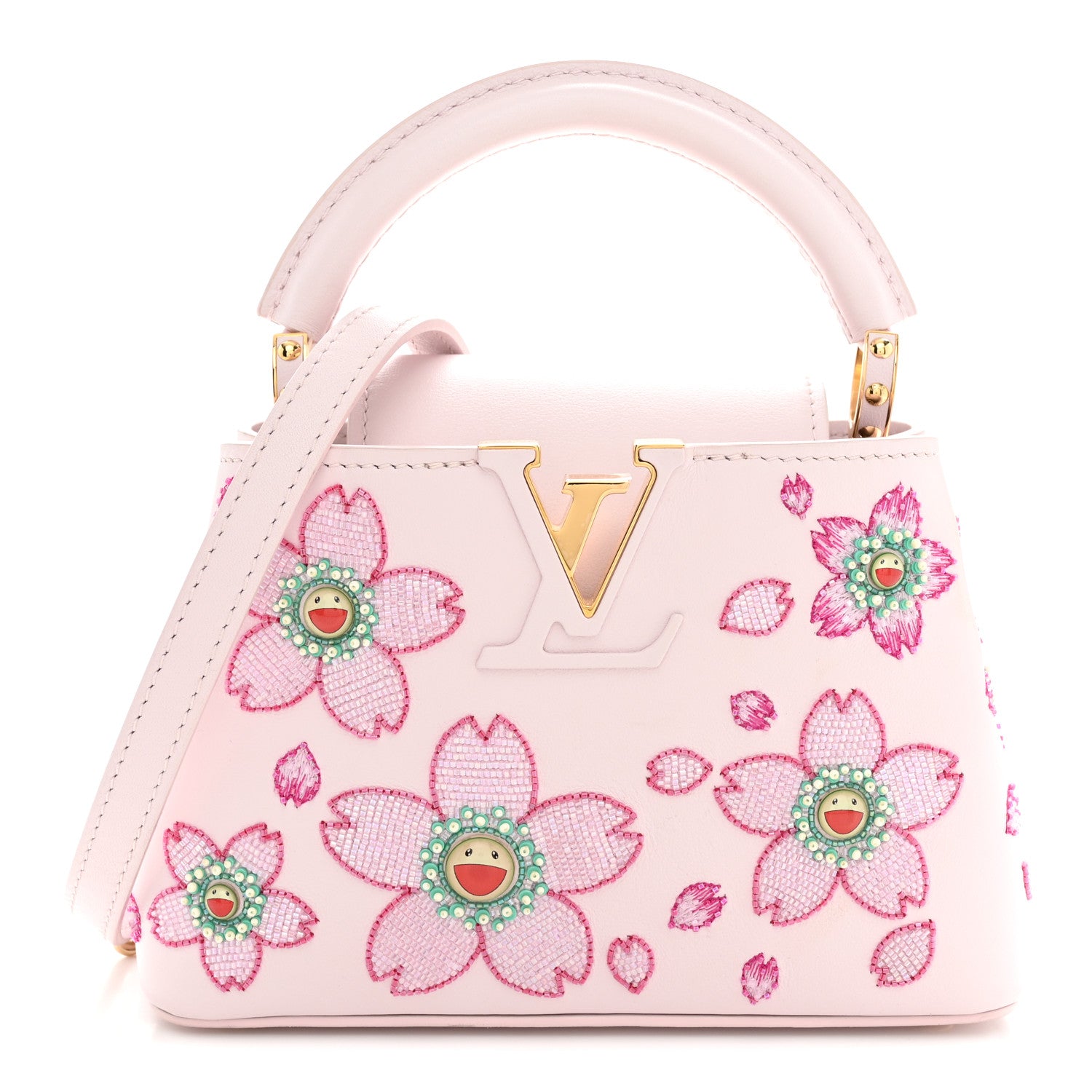 Louis Vuitton LV X TM Lambskin Beaded Embroidered Mini Cherry Blossom Capucines Pink 1 of 10