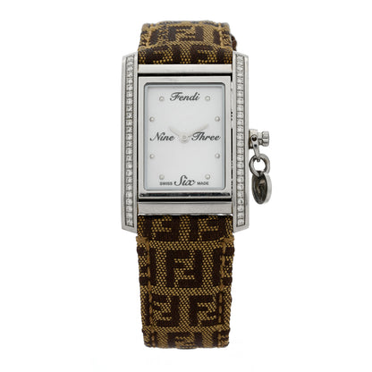 Fendi Stainless Steel Canvas Diamond 22mm Orologi Quartz Watch 1 of 4