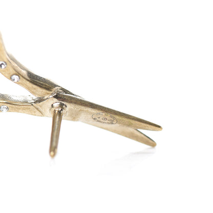 Chanel Metal Strass Crystal Quilted CC Heart Scissors Perfume Brooch Set Gold 4 of 5