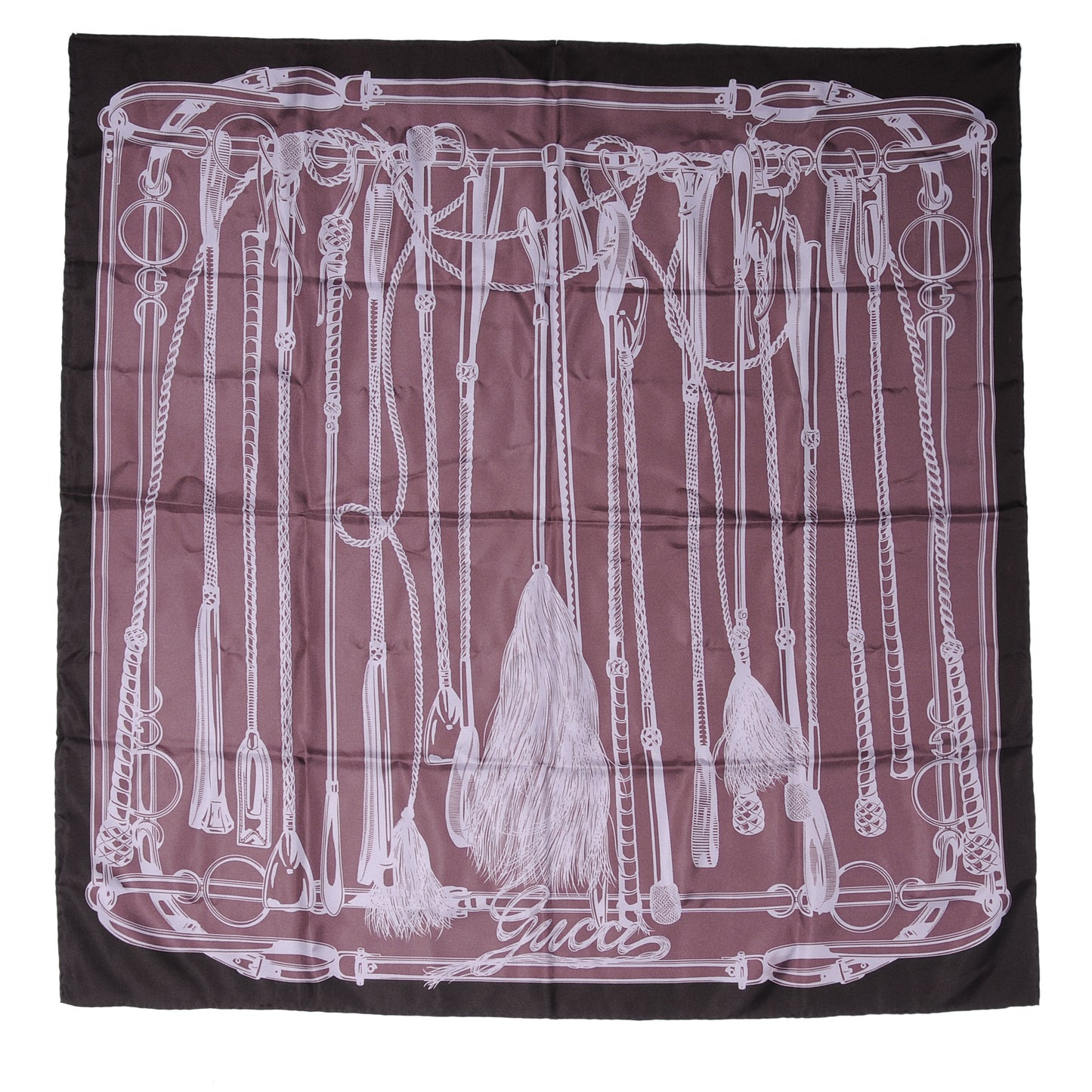 Silk Tassel Print Scarf Purple