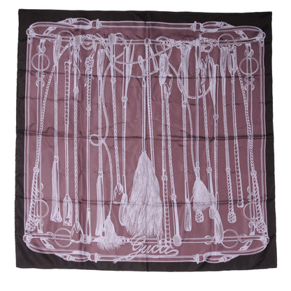 Gucci Silk Tassel Print Scarf Purple 3 of 3