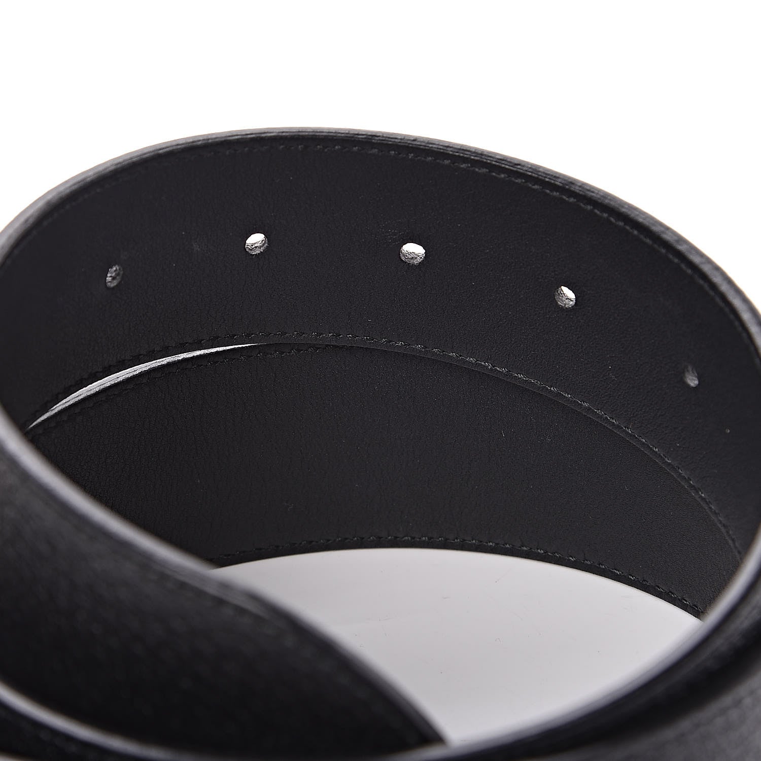 Gucci Textured Dollar Calfskin Nickel Double G 40mm Belt 75 30 Black 5 of 7