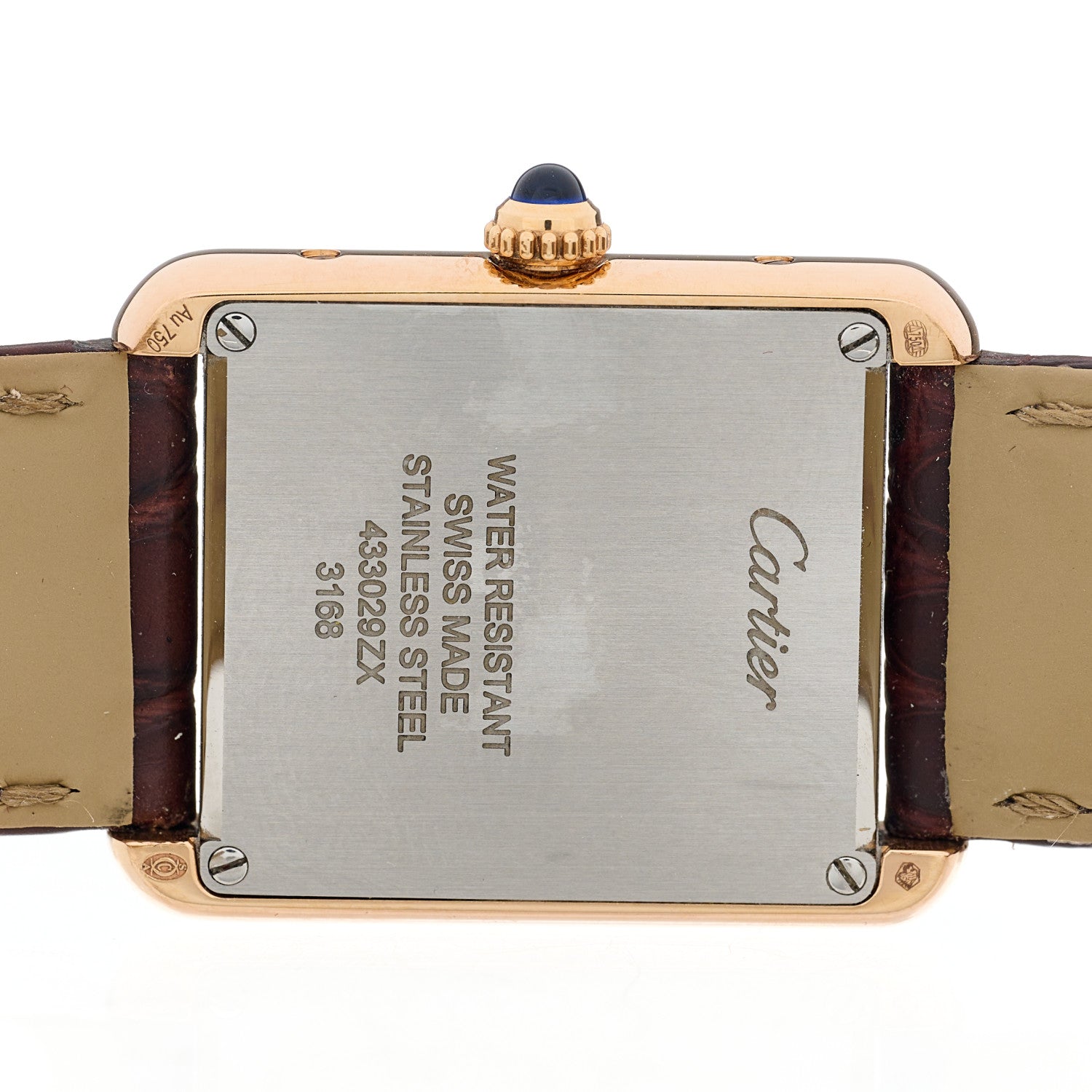 Cartier Stainless Steel 18K Pink Gold Alligator 24mm Tank Solo Quartz Watch Brown 4 of 5