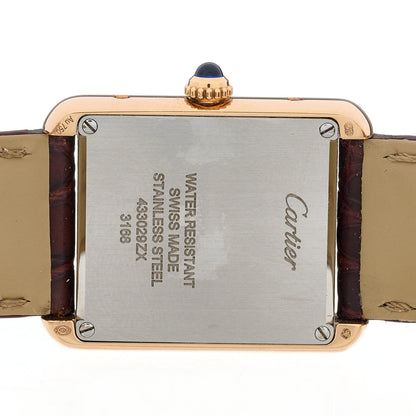 Cartier Stainless Steel 18K Pink Gold Alligator 24mm Tank Solo Quartz Watch Brown 4 of 5