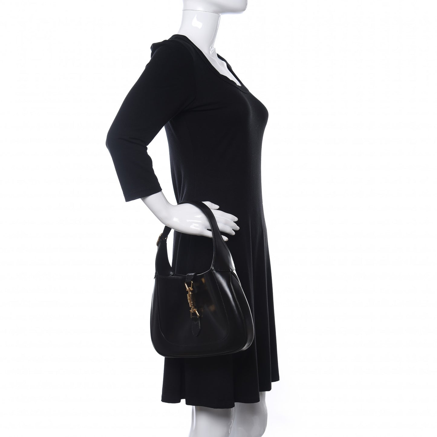 Boarded Dyana Lux Calfskin Small Jackie 1961 Hobo Black