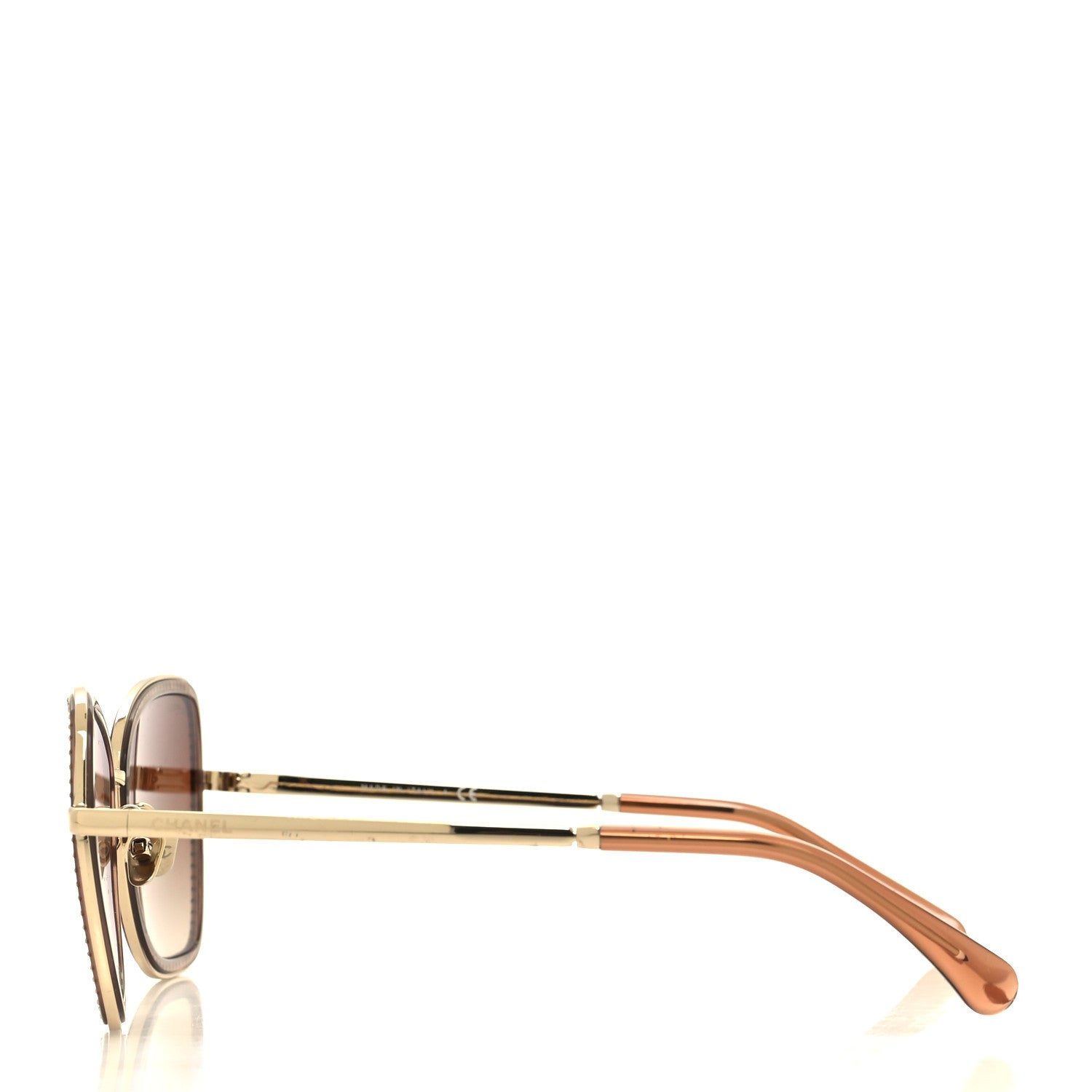 Chanel Square Frame Sequin Sunglasses 4277-B Gold Brown 3 of 7