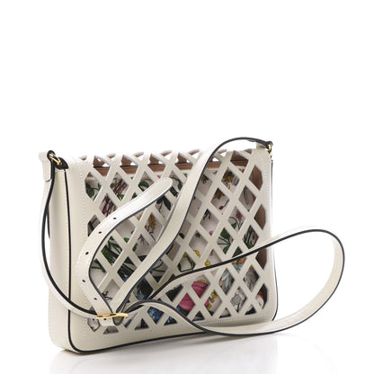Gucci Canvas Flora Floral Calfskin Medium Cutout Shoulder Bag White Multicolor 4 of 11
