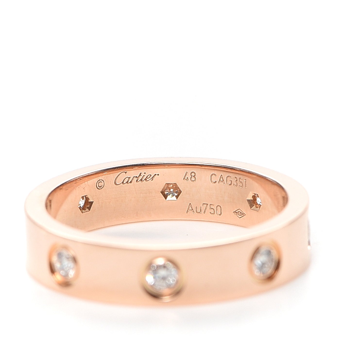 18K Pink Gold 8 Diamond 4mm LOVE Wedding Band Ring 48 4.5