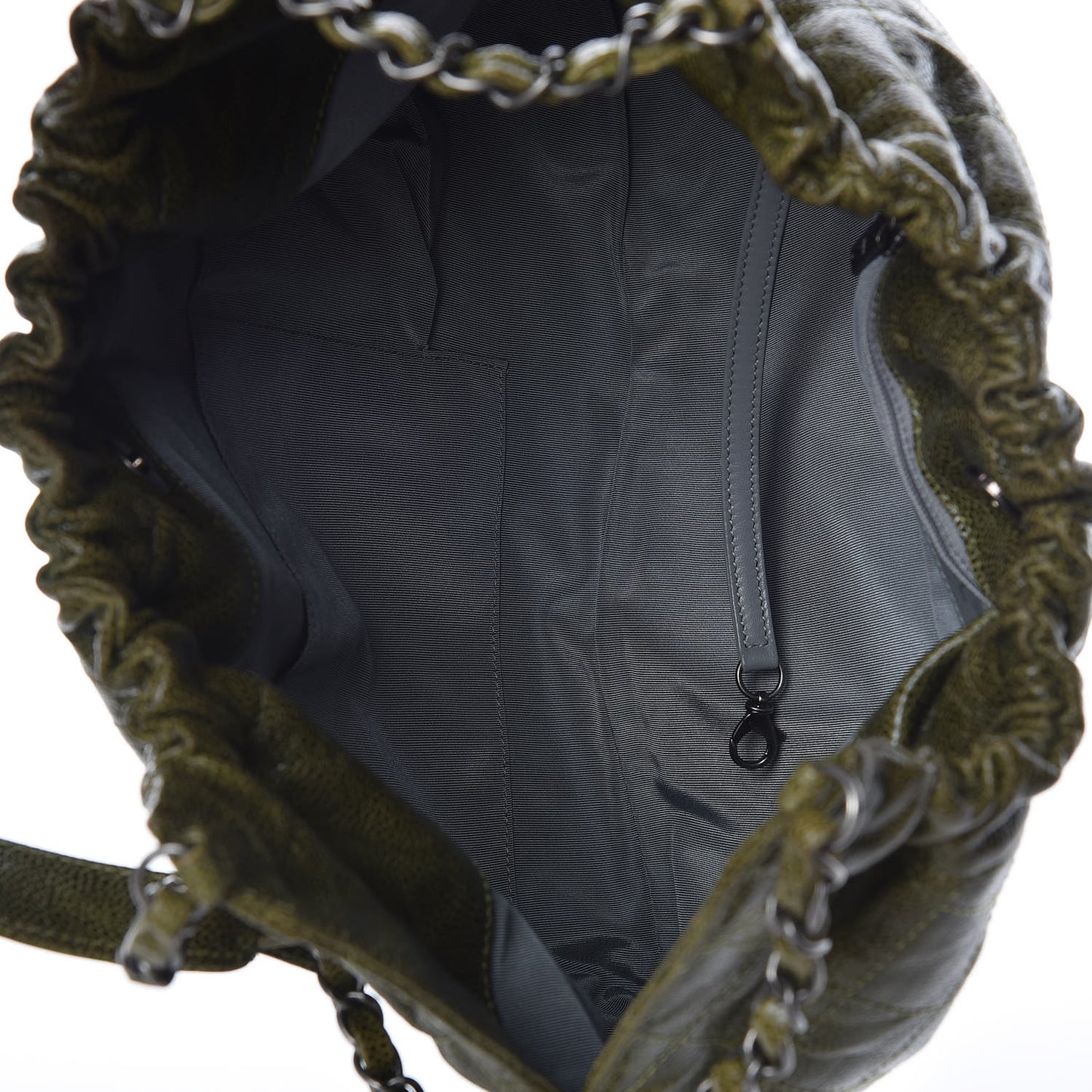 Caviar Quilted Medium Elastic Tote Green
