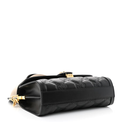 Gucci Calfskin GG Matelasse Small Flap Shoulder Bag Black Natural 4 of 10