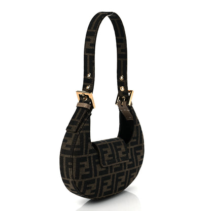 Fendi Fabric Jacquard FF 1974 Mini Cookie Hobo Bag Tobacco Moro 2 of 9