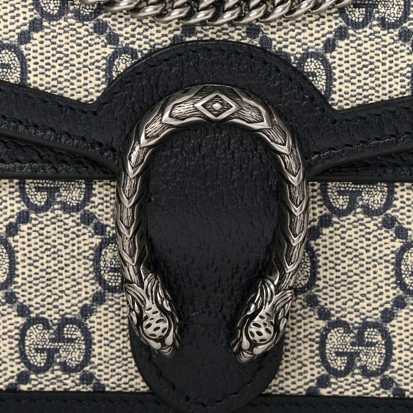 GG Supreme Monogram Textured Dollar Calfskin Super Mini Dionysus Shoulder Bag Beige Blue