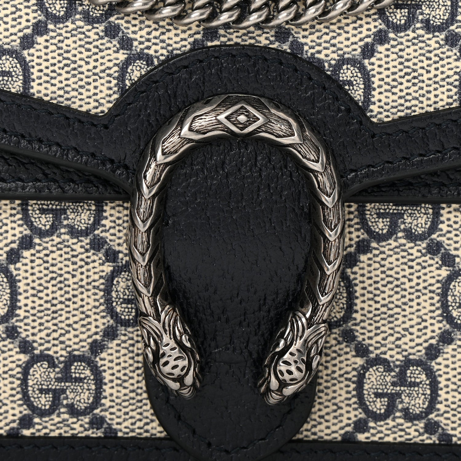 Gucci GG Supreme Monogram Textured Dollar Calfskin Super Mini Dionysus Shoulder Bag Beige Blue 8 of 12