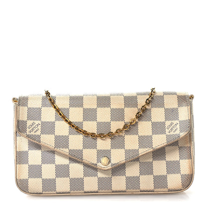Louis Vuitton Damier Azur Pochette Felicie Chain Wallet Rose Ballerine 1 of 13