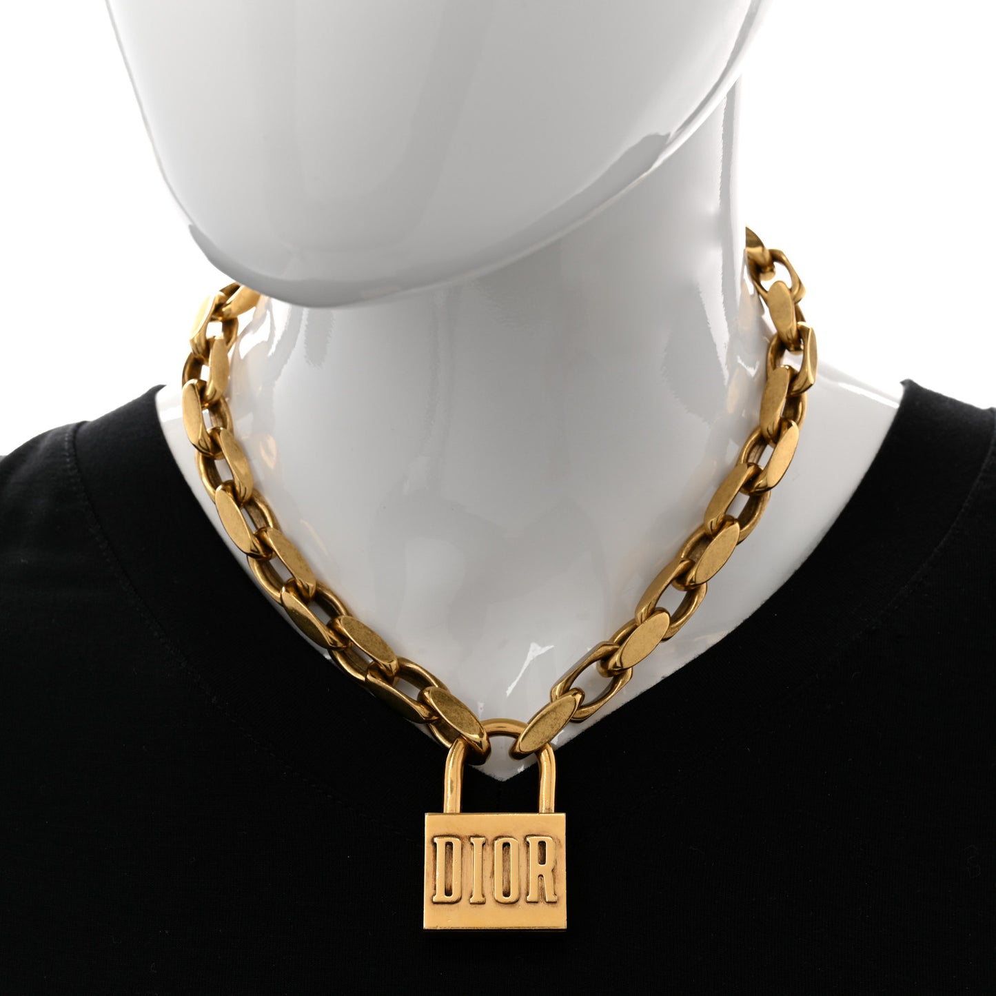 Metal Lucky Locket Choker Necklace Aged Gold