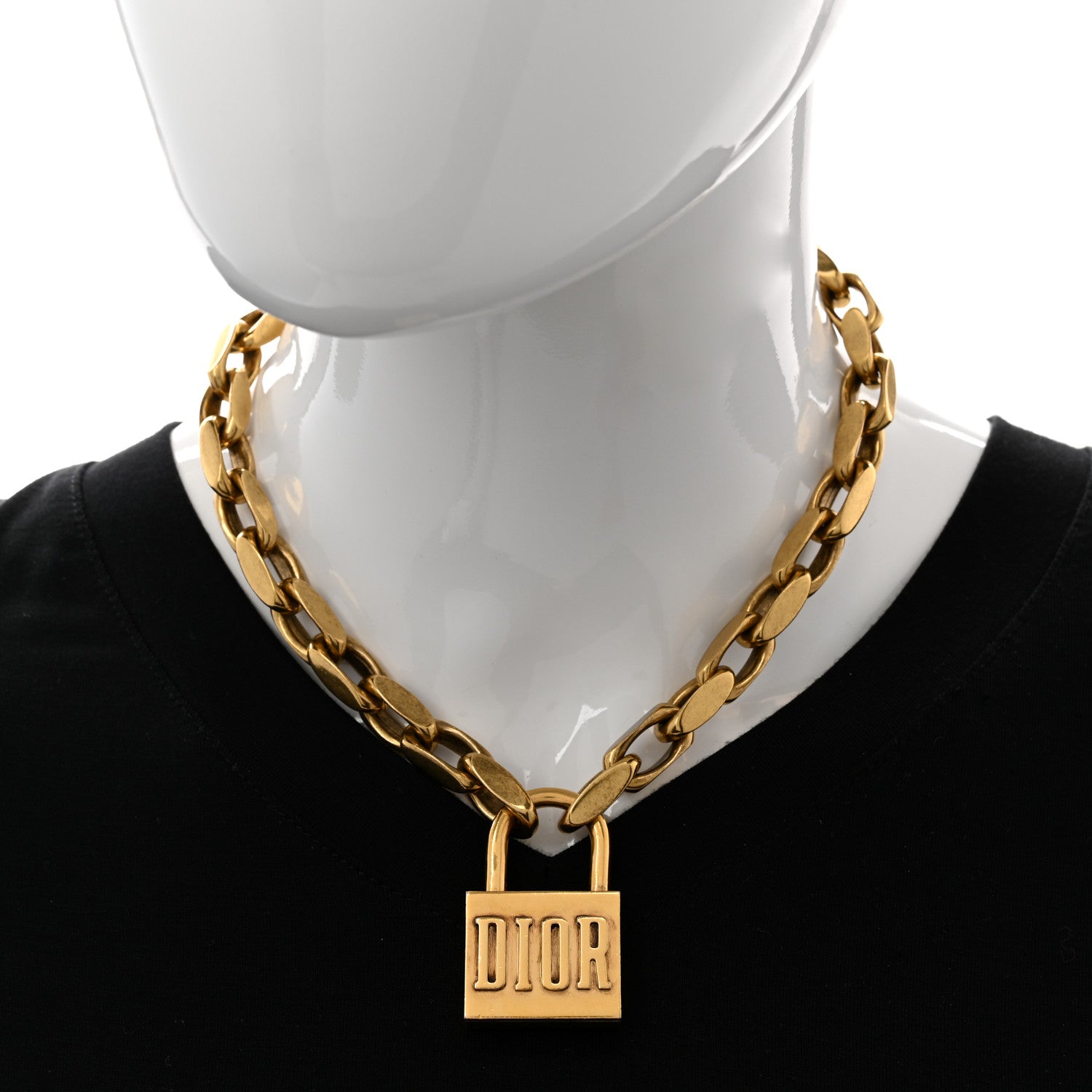 Christian Dior Metal Lucky Locket Choker Necklace Aged Gold 2 of 9