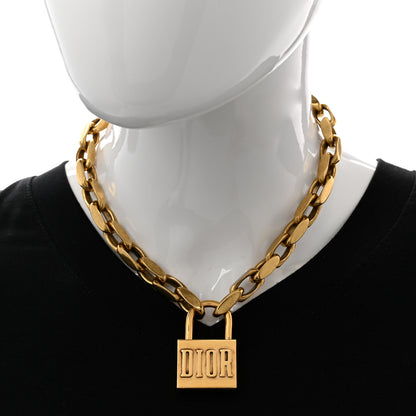 Christian Dior Metal Lucky Locket Choker Necklace Aged Gold 2 of 9