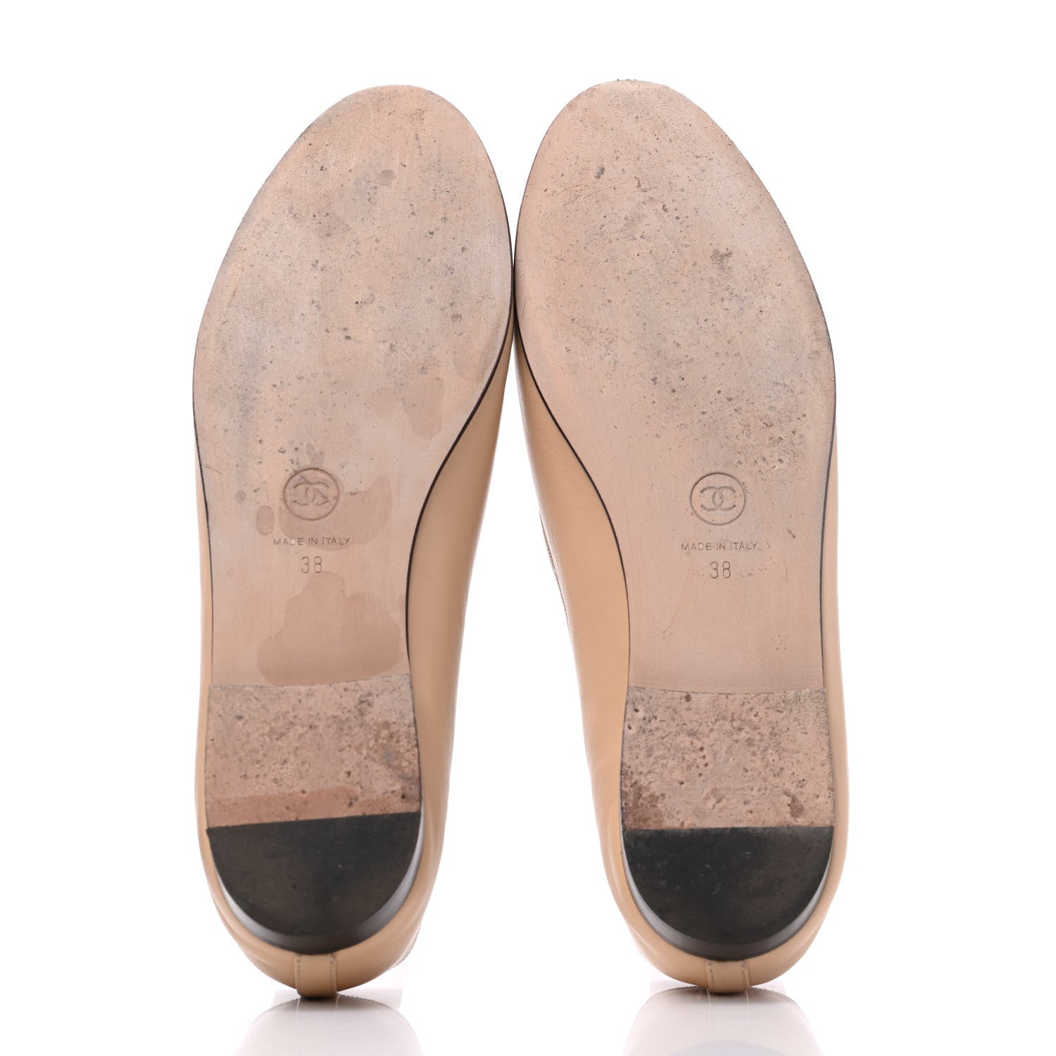 Chanel Lambskin Cap Toe CC Ballerina Flats 38 Beige Black 5 of 19