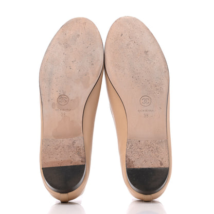 Chanel Lambskin Cap Toe CC Ballerina Flats 38 Beige Black 5 of 19