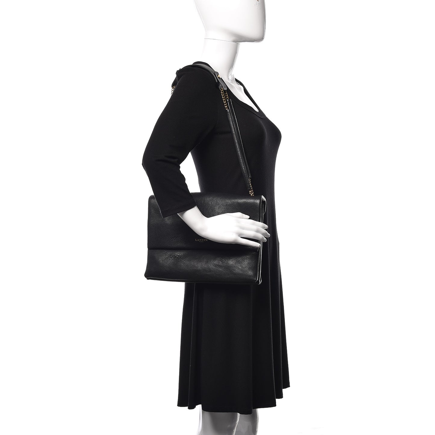 Goatskin Medium Sugar Flap Shoulder Bag Black