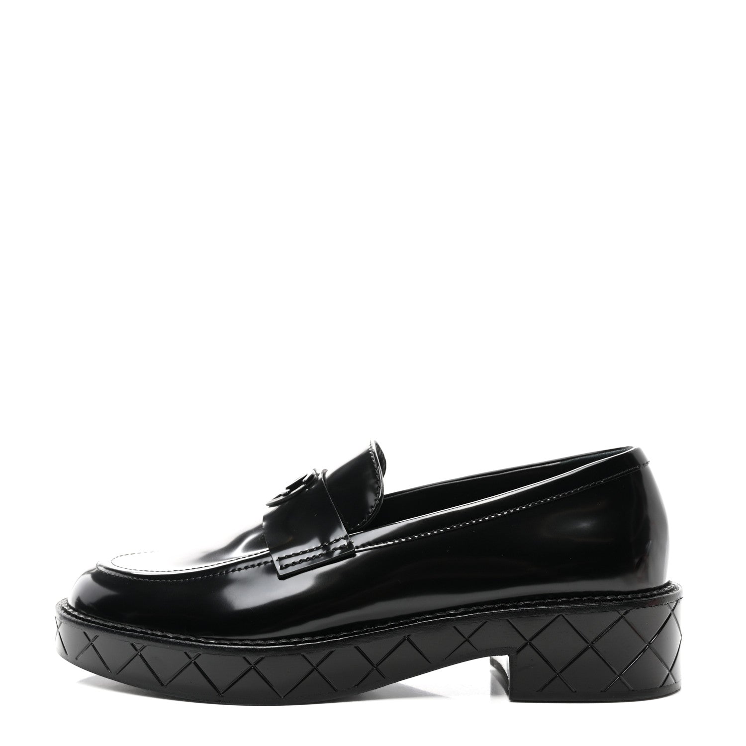 Chanel Shiny Calfskin Quilted CC Mocassin Loafers 41 Black 1 of 10