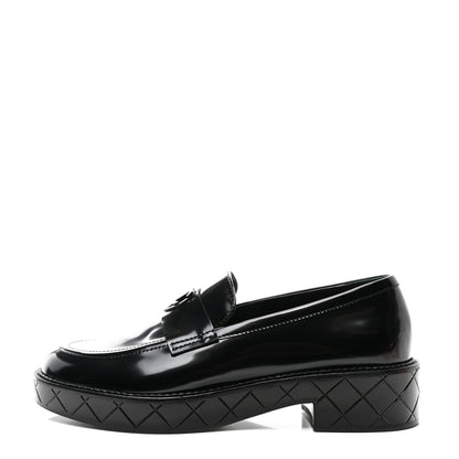 Chanel Shiny Calfskin Quilted CC Mocassin Loafers 41 Black 1 of 10