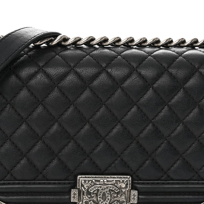 Chanel Calfskin Quilted Metal Embellished Paris Dallas Medium Boy Flap Black 8 of 21